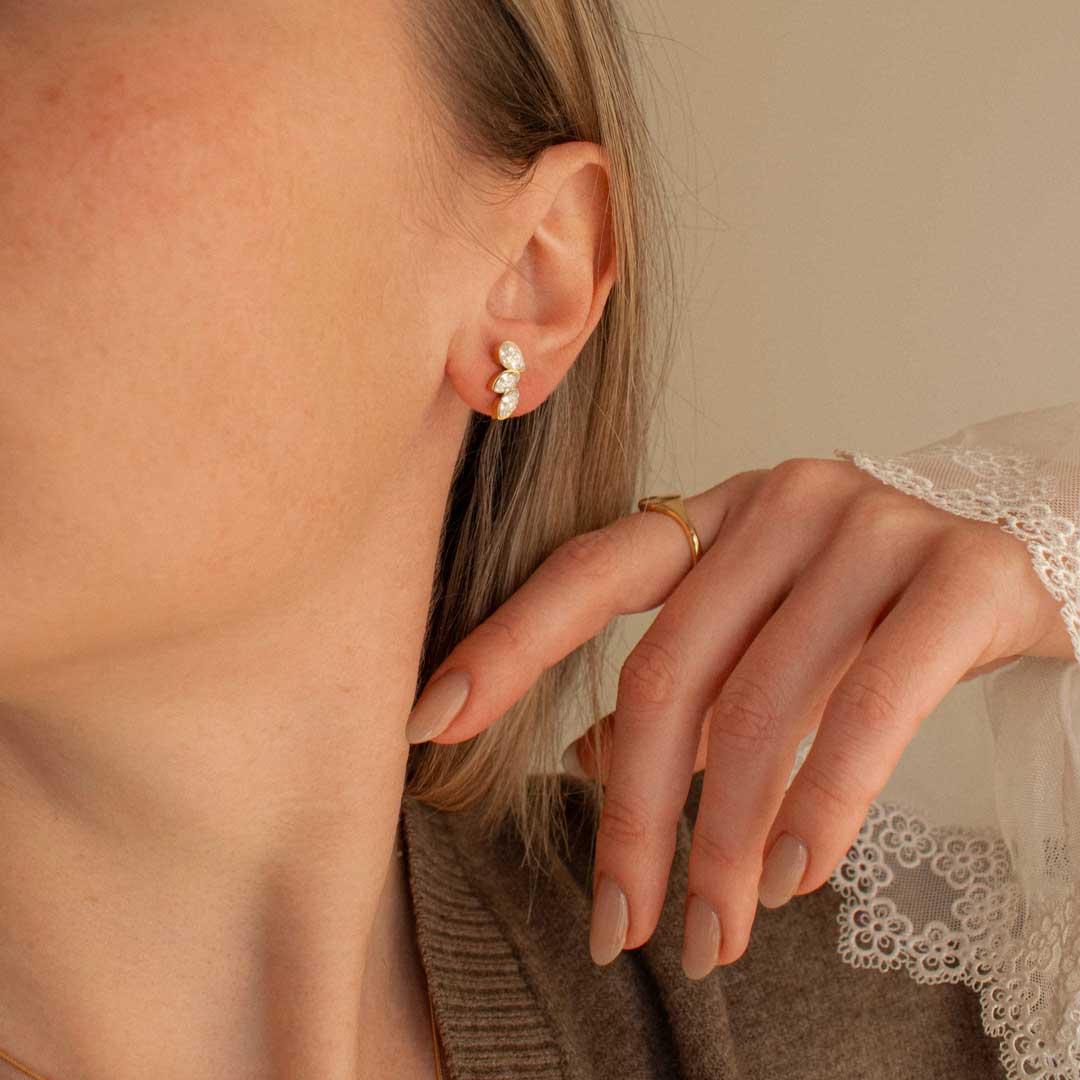 Wing Zirconia Stud Earrings