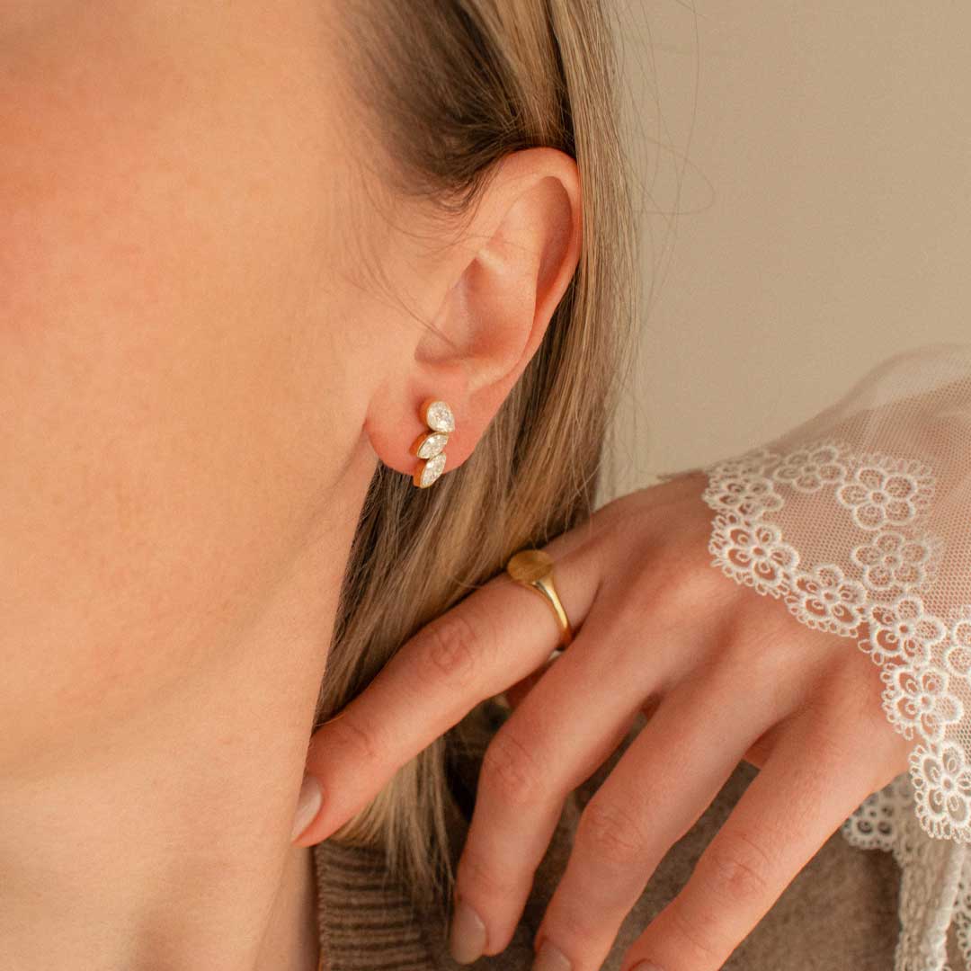 Wing Zirconia Stud Earrings