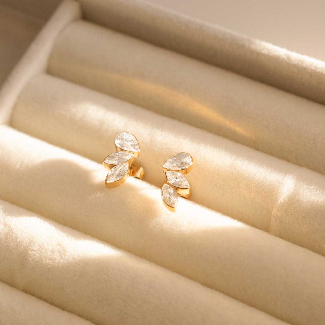 Wing Zirconia Stud Earrings