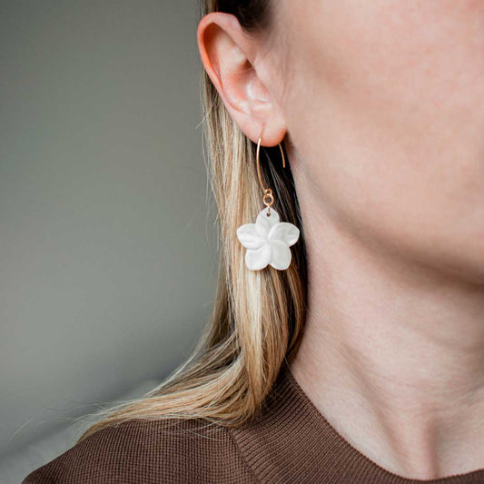 Flower Drop Earrings with Curved Ear Wire | Made in Estonia 🇪🇪