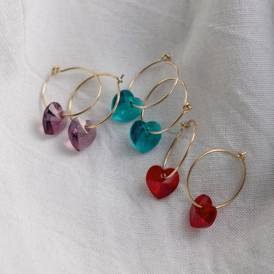 Sterling Silver Heart Crystal Hoops | Made in Estonia 🇪🇪