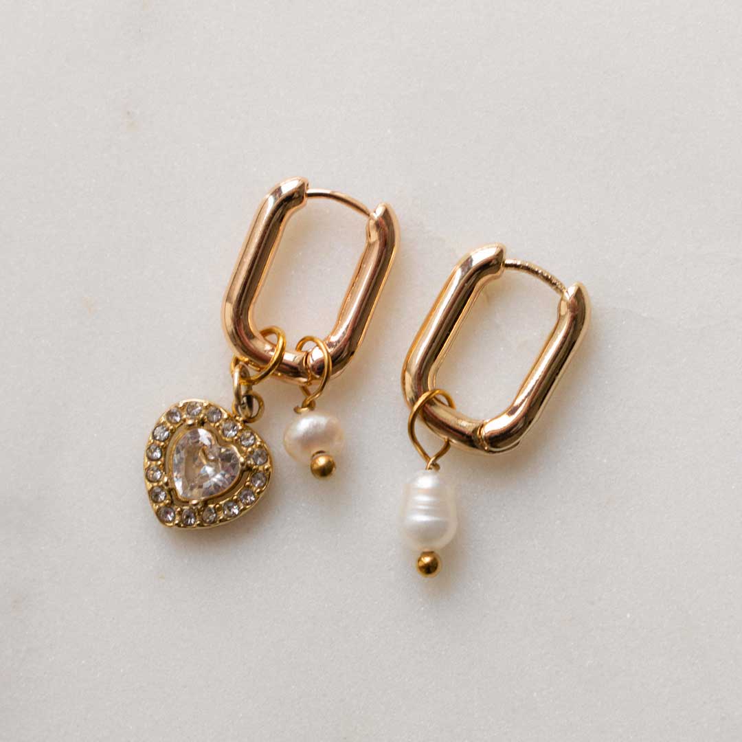 Asymmetric Heart Pearl Earrings