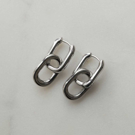 Geometric Pendant U-shaped Hoops