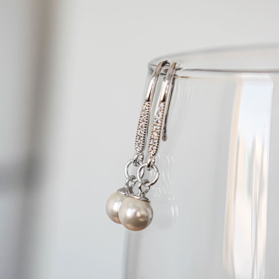 925 Sterling Silver Pearl Hook Earrings