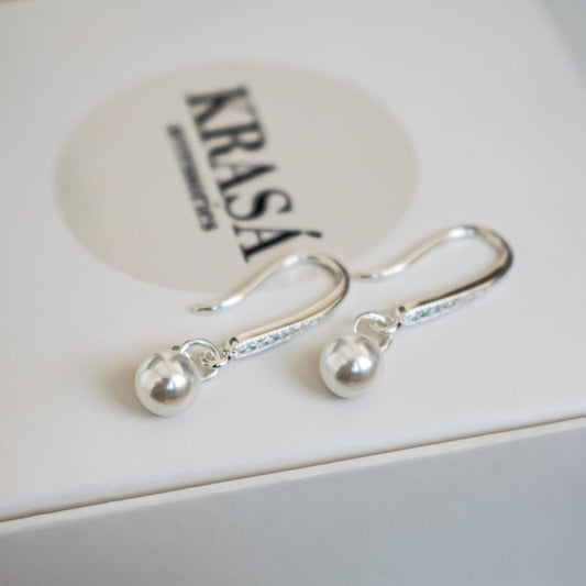 925 Sterling Silver Pearl Hook Earrings