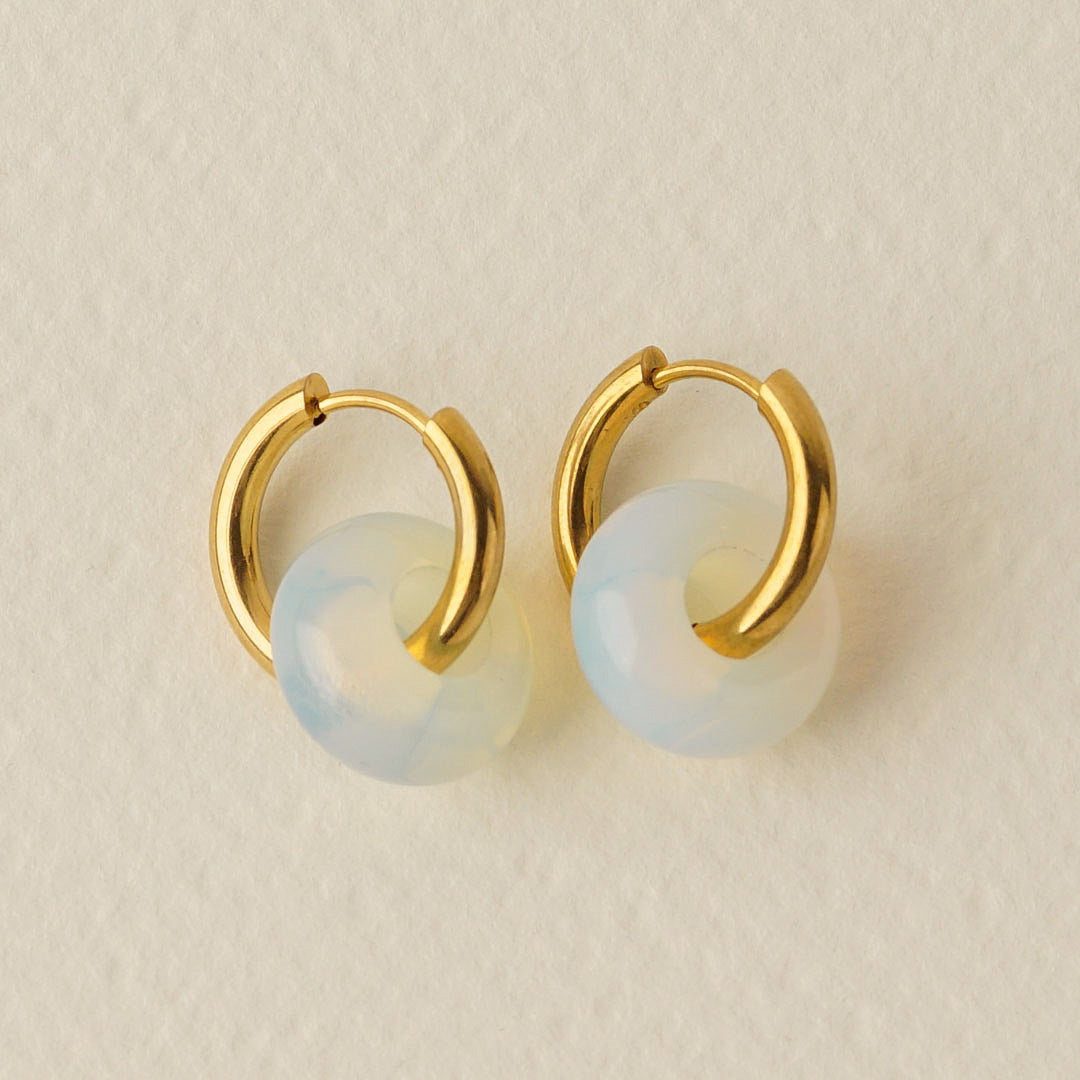 Donut Bead Hoops - Milky White