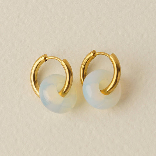 Donut Bead Hoops - Milky White