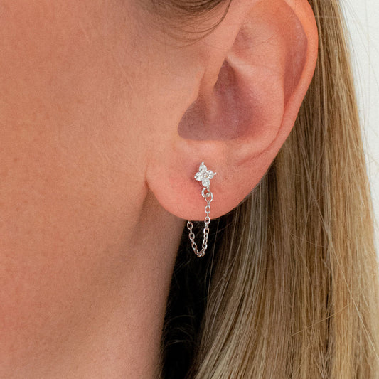 Connector Chain Flower Studs
