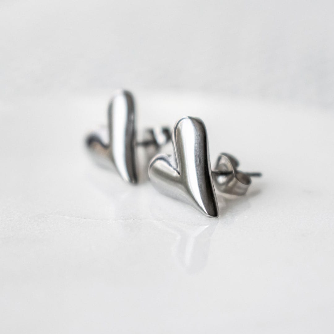 Stainless Steel Heart Studs