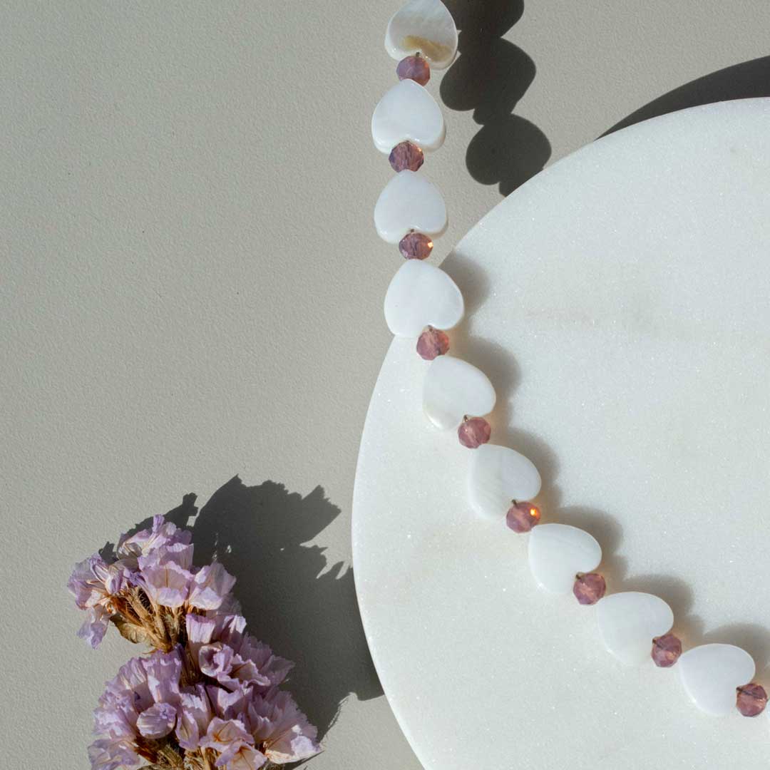 Heart Pearl Beaded Necklace | Made in Estonia 🇪🇪