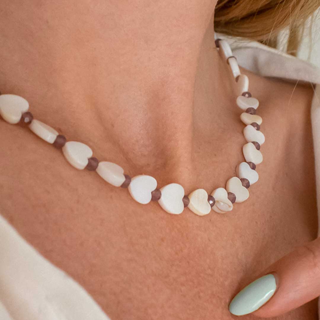 Heart Pearl Beaded Necklace | Made in Estonia 🇪🇪