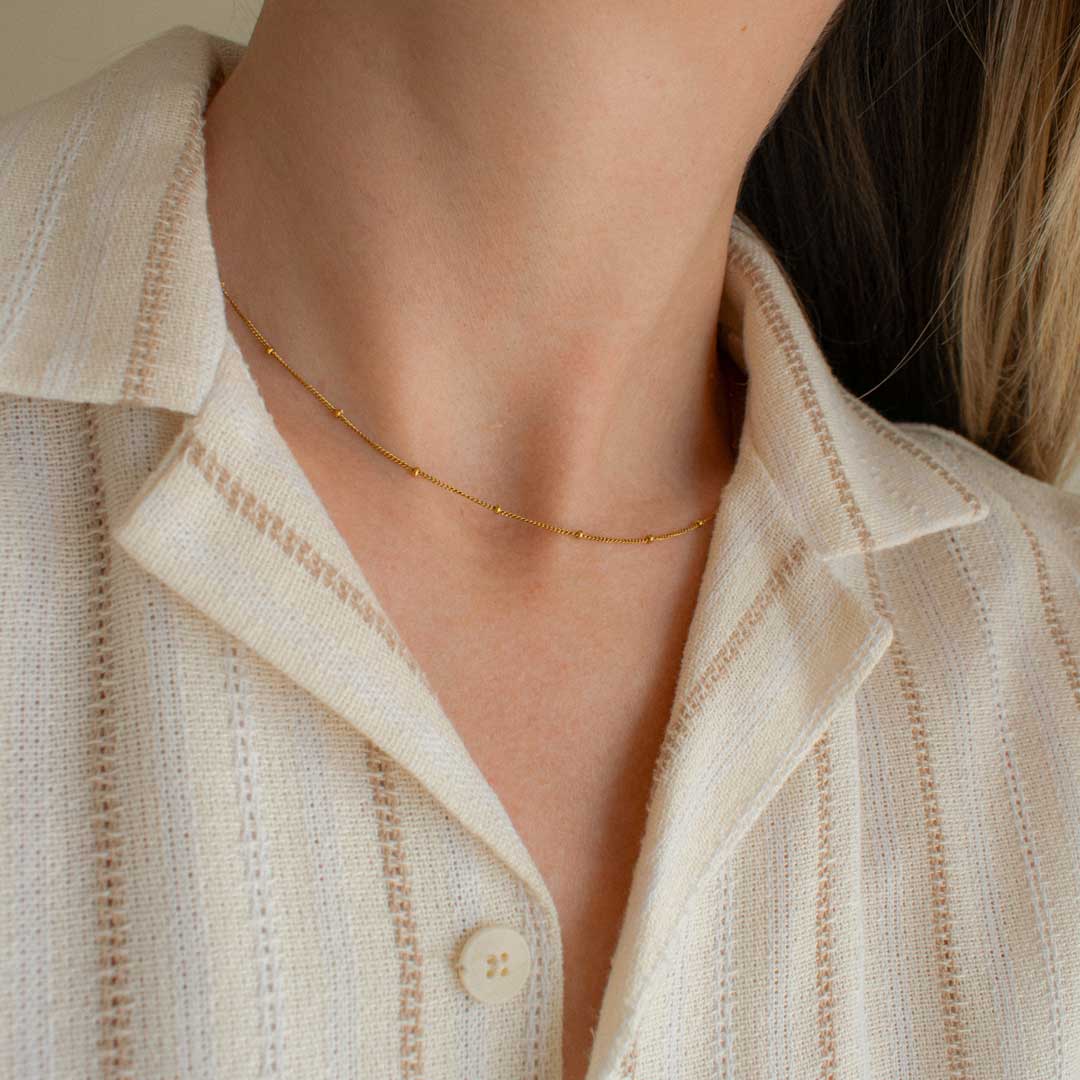 Gold Bead Chain Necklace & Bracelet Set