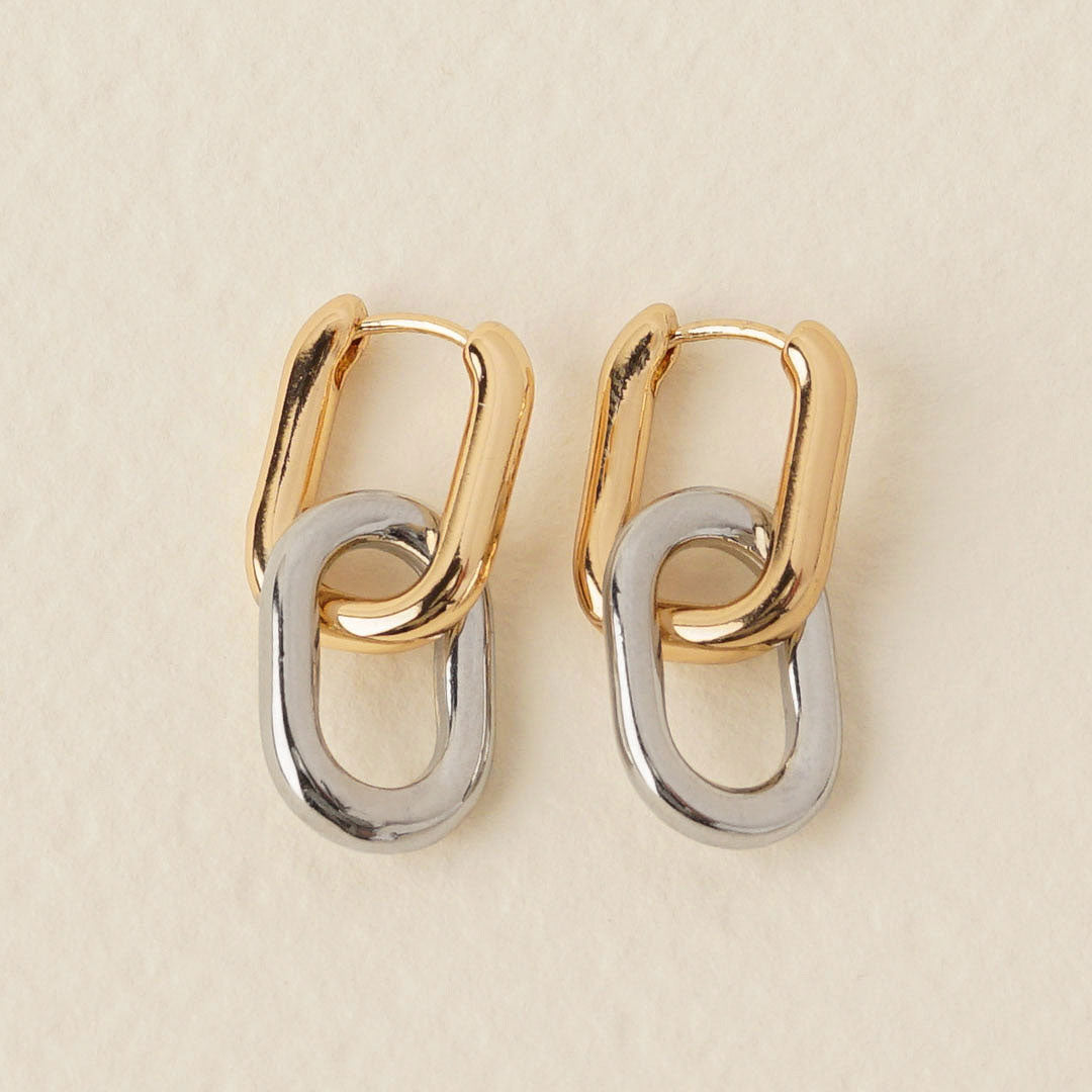 Geometric Bicolor U-shaped Hoops