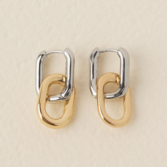 Geometric Pendant U-shaped Hoops