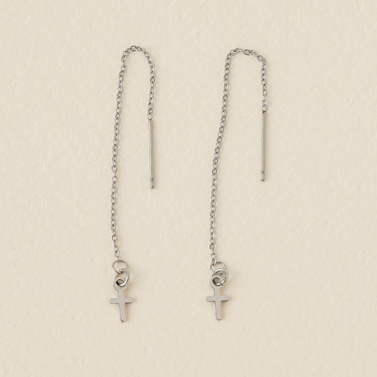 Tiny Cross Threader Earrings
