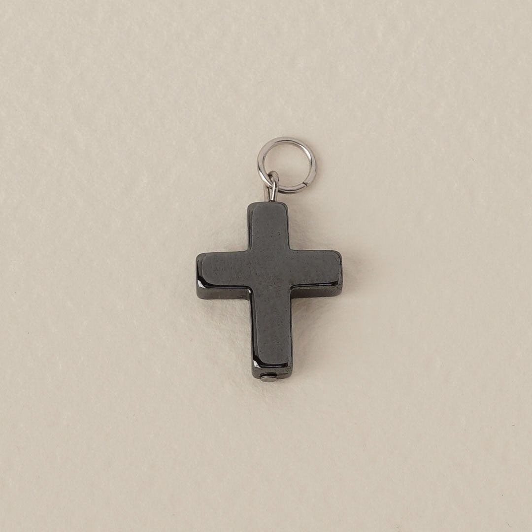 Hematite Cross Charm