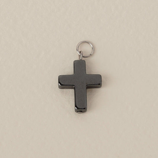 Hematite Cross Charm