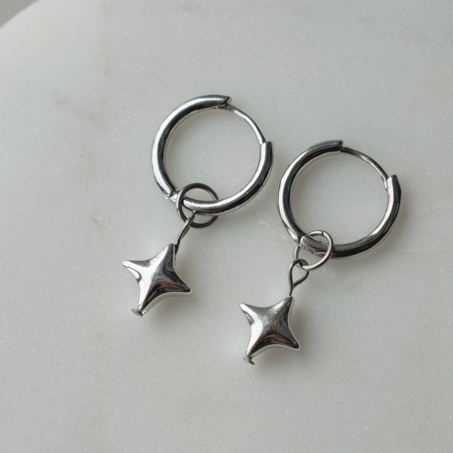 Hematite Star Hoops