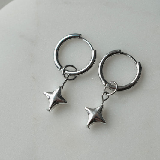 Hematite Star Hoops