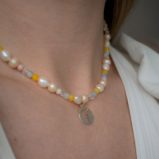 Sun Moon Pearl Beaded Necklace | Made in Estonia 🇪🇪