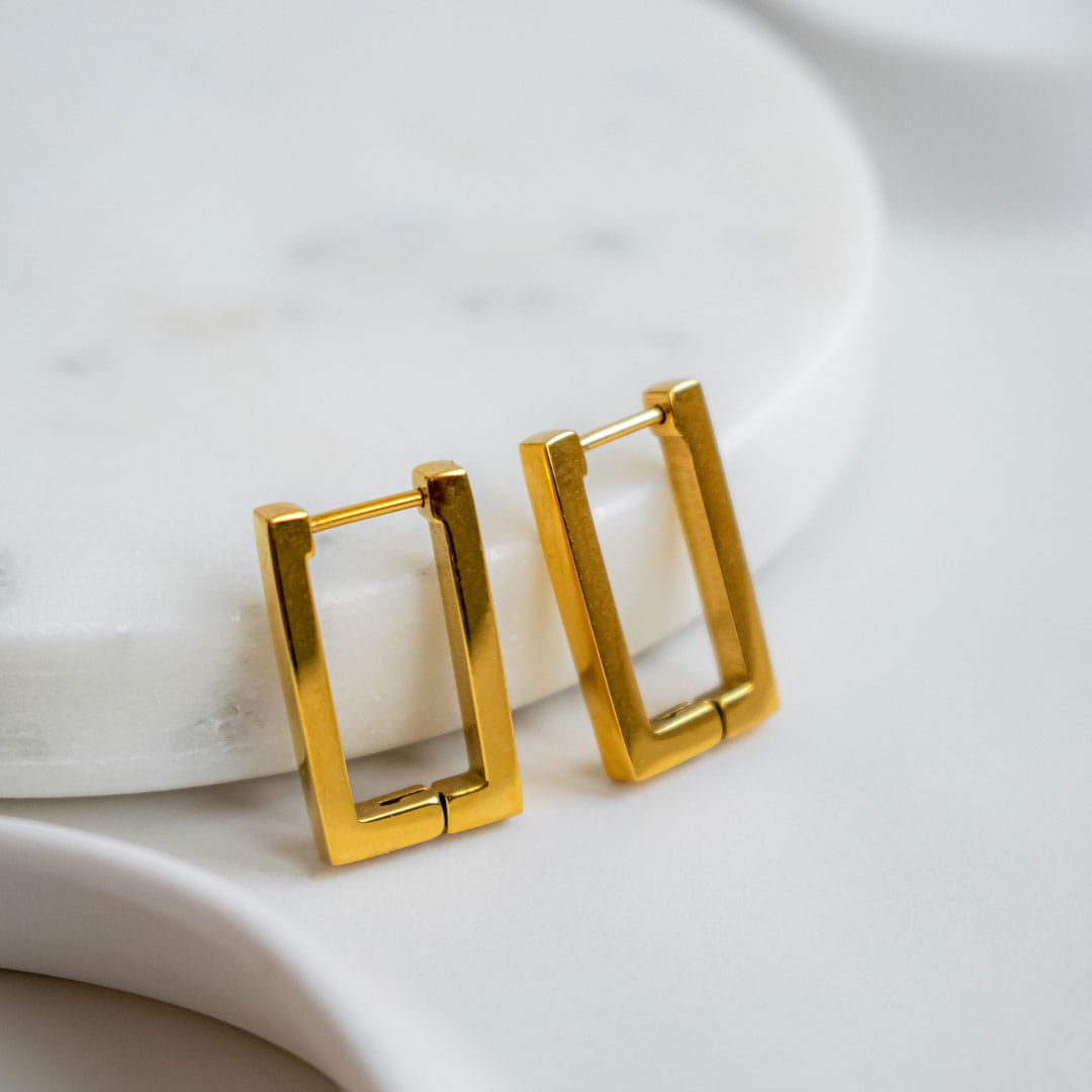 Gold Rectangle Hoops