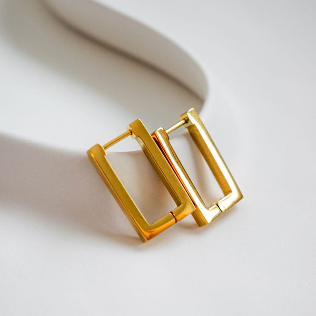 Gold Rectangle Hoops