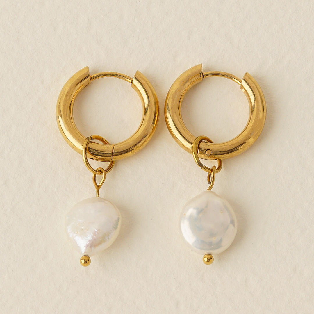 Helmi - Серьги-кольца со съёмными жемчужными подвесками