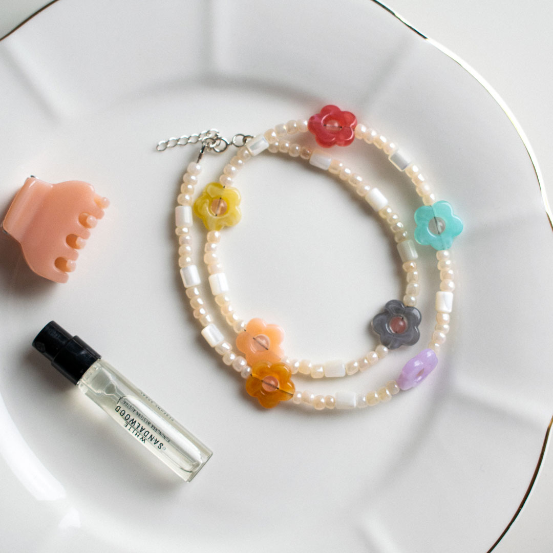 Daisy Flower Beaded Necklace | Made in Estonia 🇪🇪