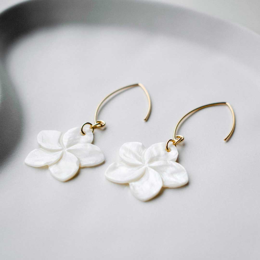 Flower Drop Earrings with Curved Ear Wire | Made in Estonia 🇪🇪