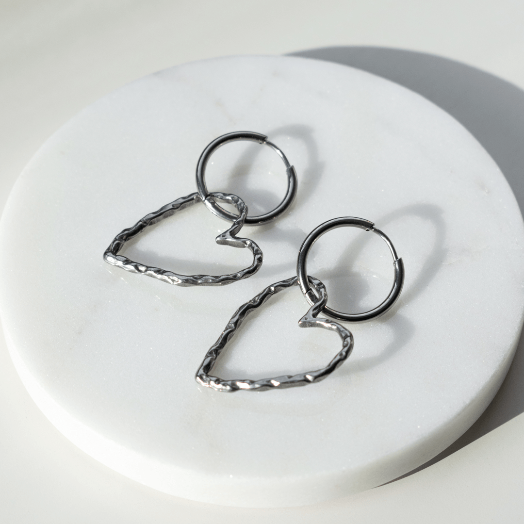 Chunky Heart Pendant Hoops