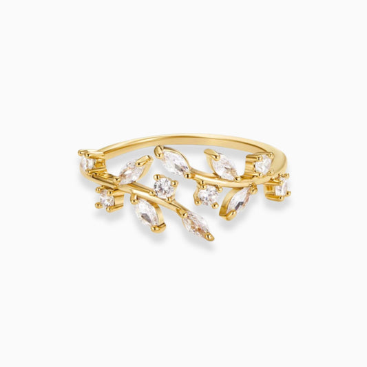 18K Gold-Plated Adjustable Leaves Ring