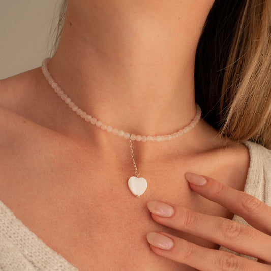 Gemstone Heart Charm Necklace