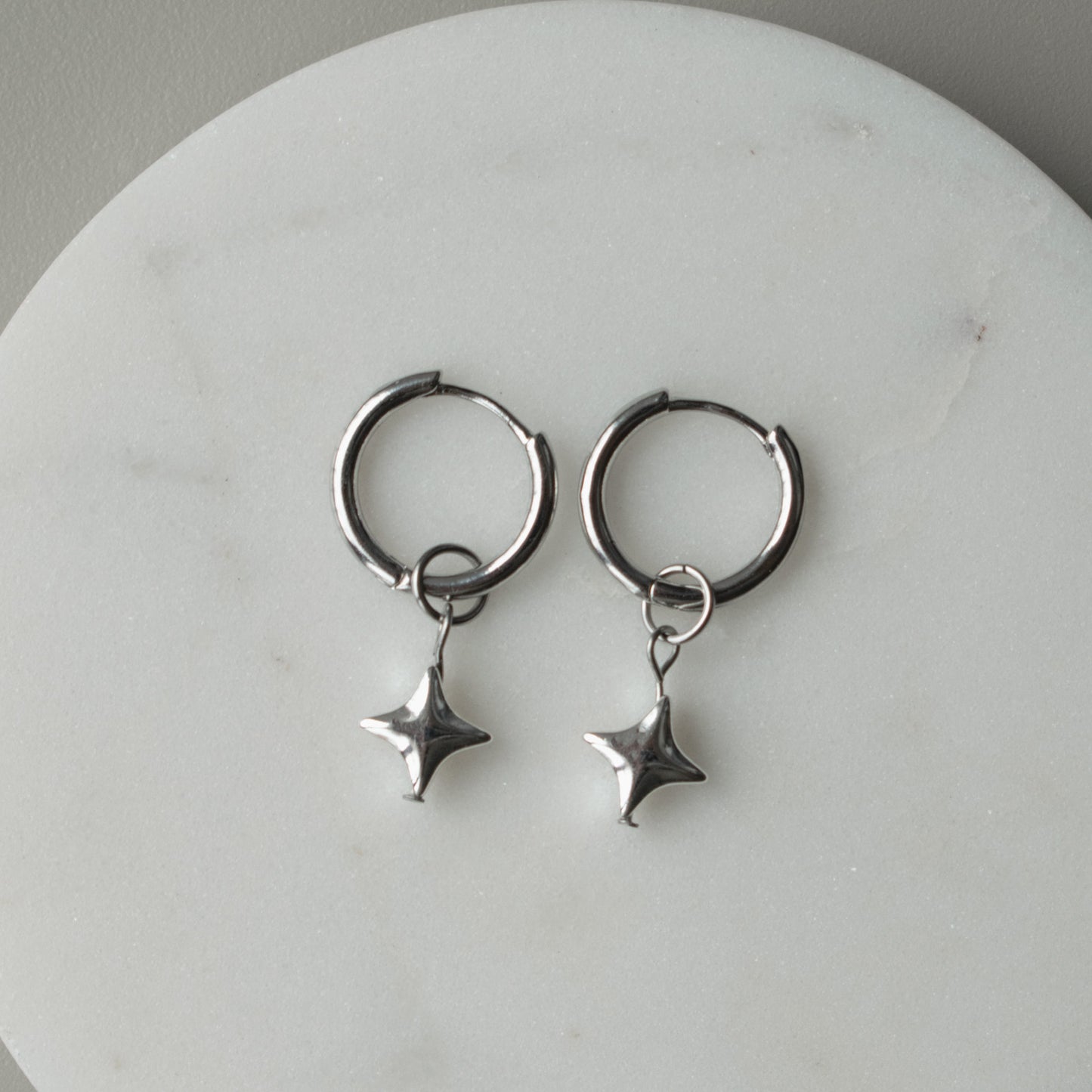 Hematite Star Hoops