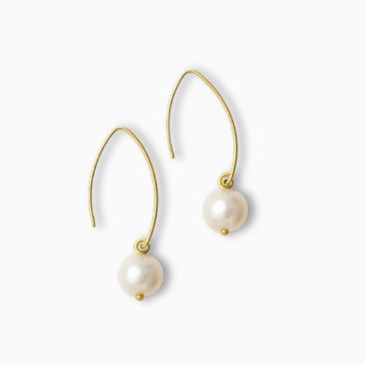 Sterling Silver Pearl Earrings with Curved Ear Wire | Made in Estonia 🇪🇪