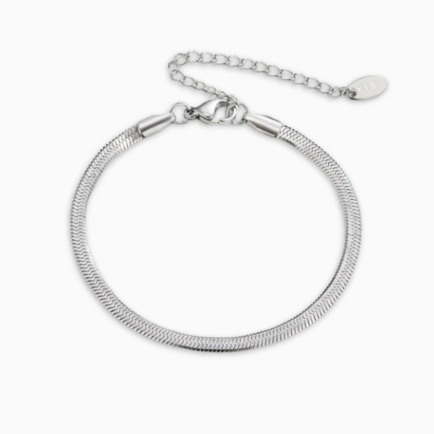 Flat Snake Silver Bracelet