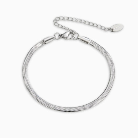 Flat Snake Silver Bracelet