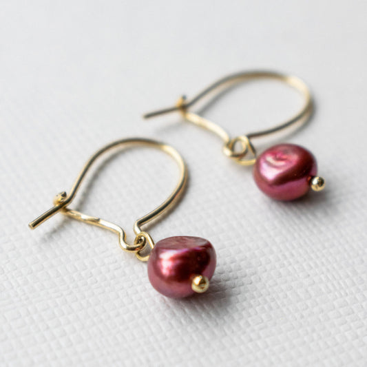 Sterling Silver Red Pearl Earrings | Made in Estonia 🇪🇪