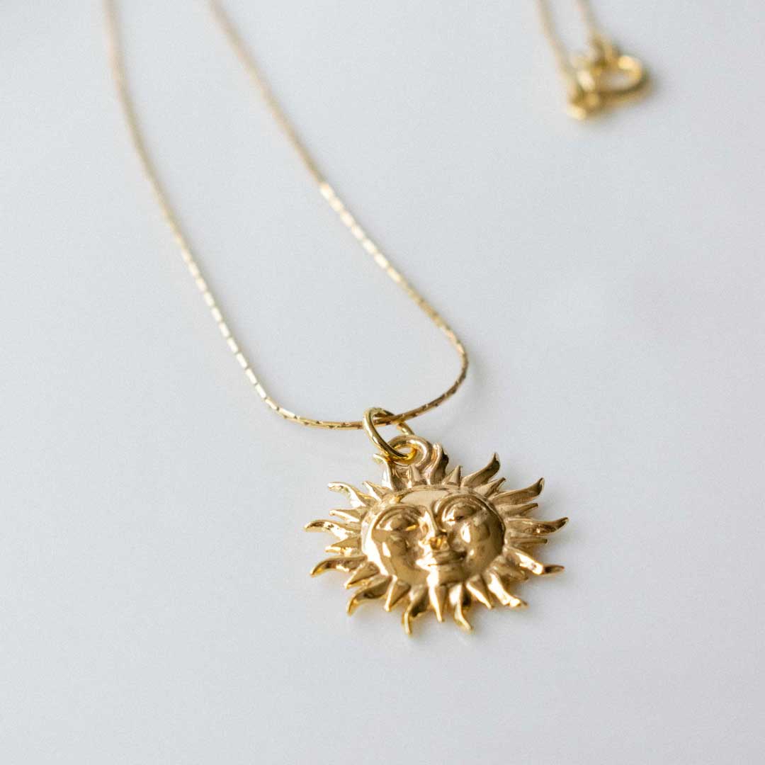 Gold-plated Sun Face Necklace