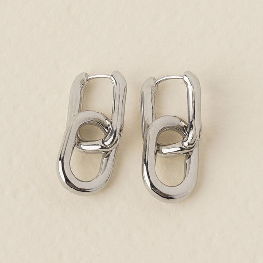Geometric Pendant U-shaped Hoops