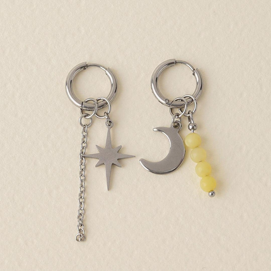 Otava - Asymmetric North Star Earrings with Yellow Beads