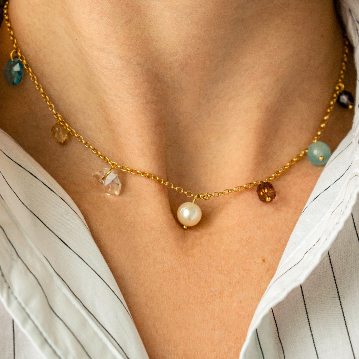Gemstone Charms Beaded Necklace | Made in Estonia 🇪🇪