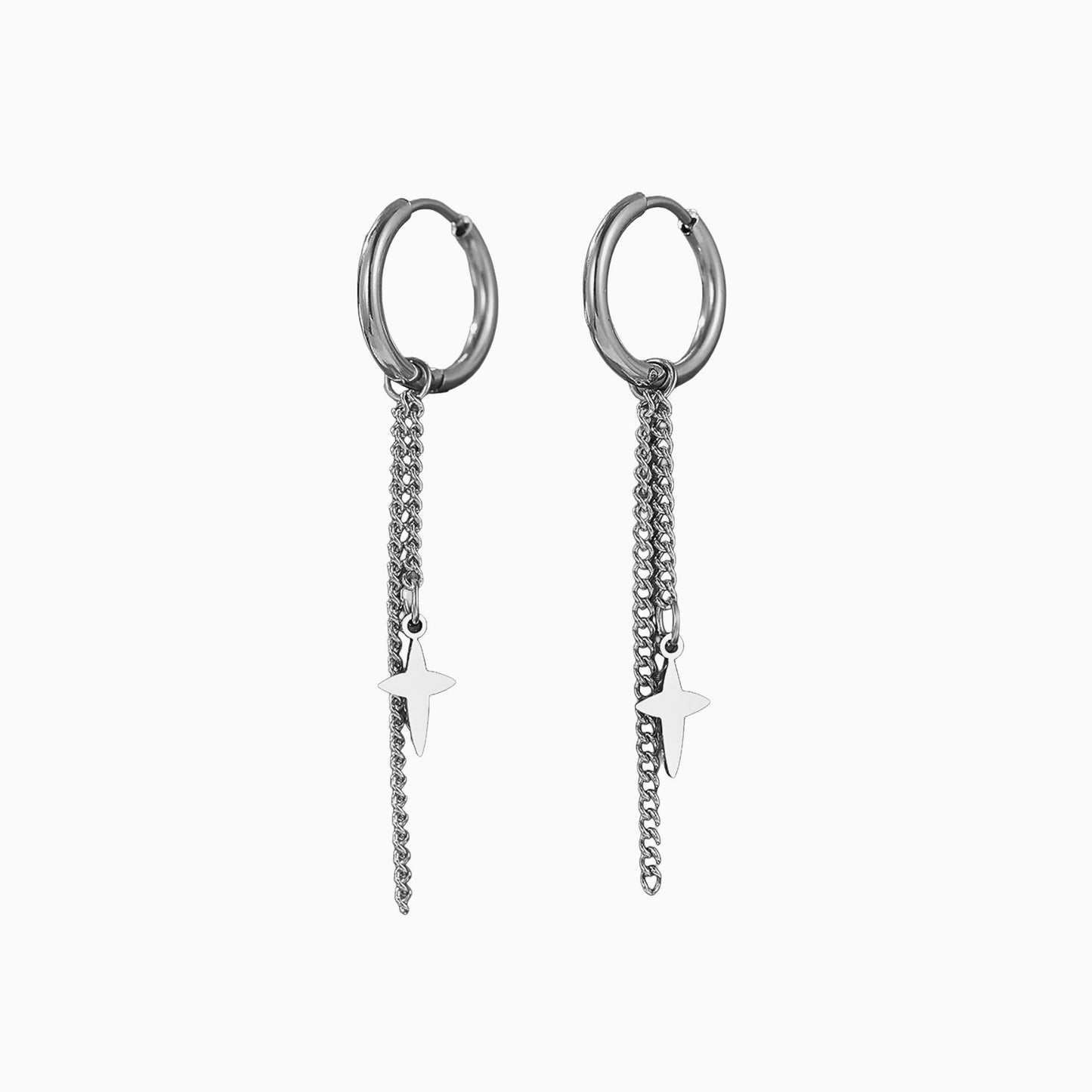 Star Chain Dangle Hoops