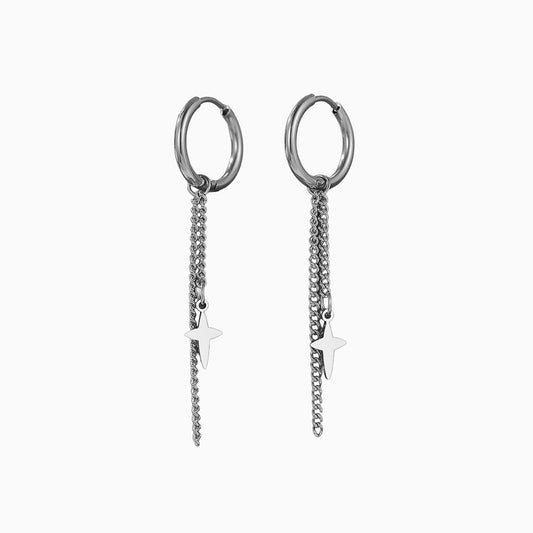 Star Chain Dangle Hoops