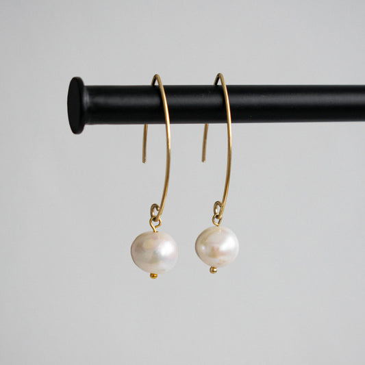 Sterling Silver Pearl Drop Earrings with Curved Ear Wire | Made in Estonia 🇪🇪