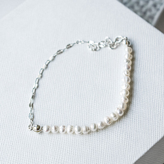 Half Pearl Half Chain Bracelet | Made in Estonia