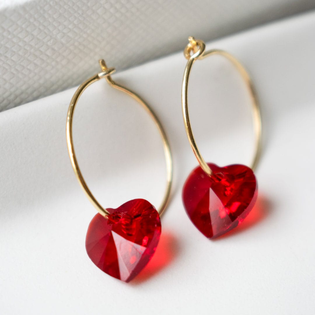 Sterling Silver Heart Crystal Hoops | Made in Estonia 🇪🇪