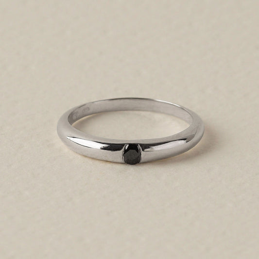 Sterling Silver Black Zircon Ring