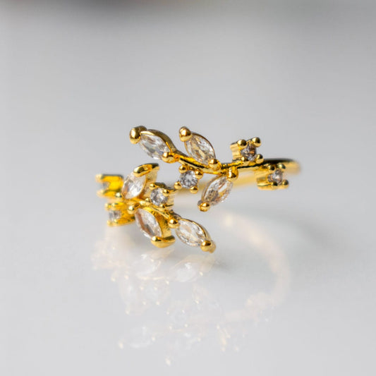 18K Gold-Plated Adjustable Leaves Ring