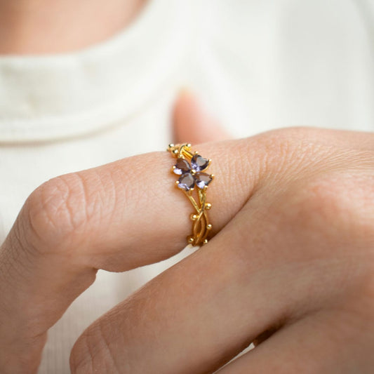 Adjustable Four Leaf Flower Ring