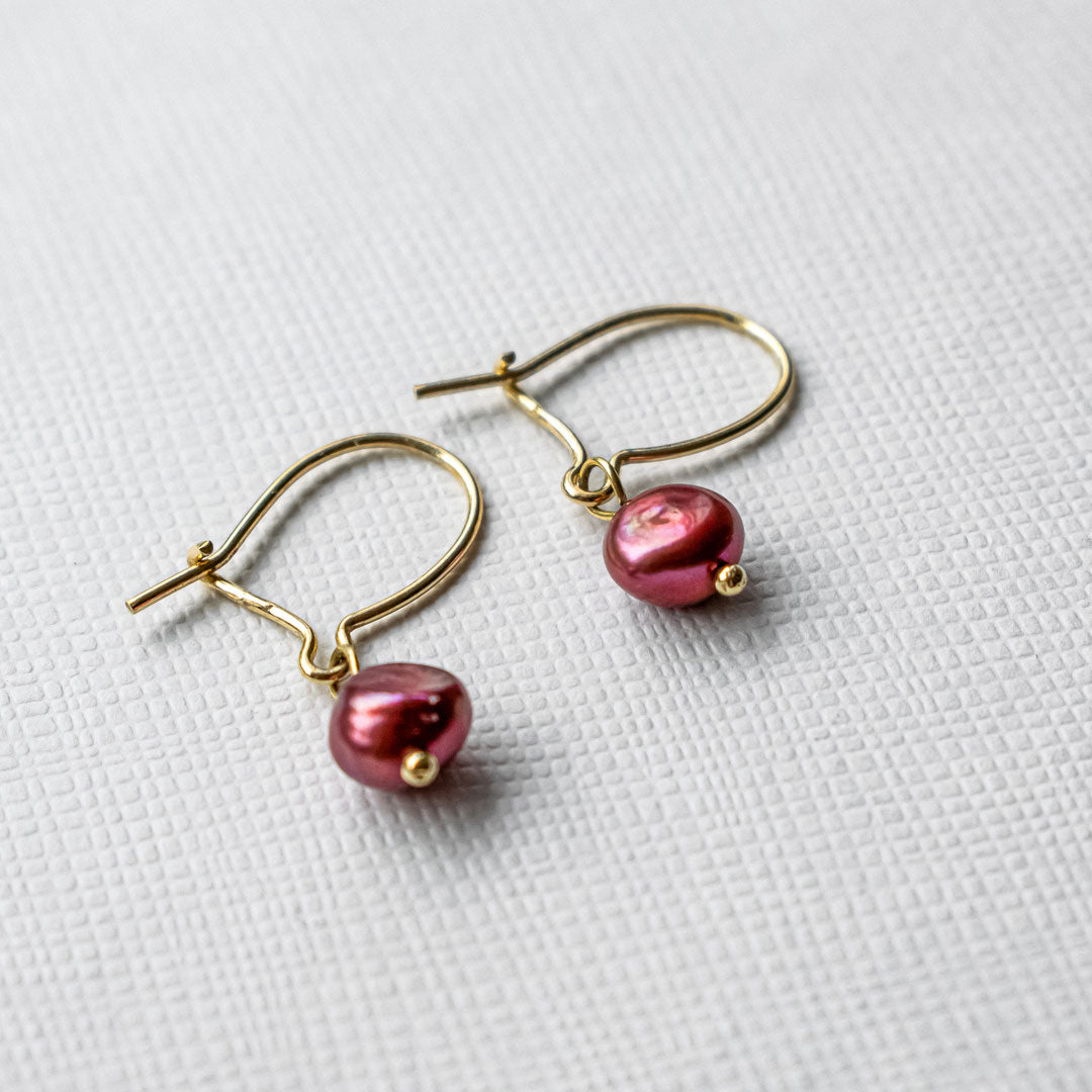 Sterling Silver Red Pearl Earrings | Made in Estonia 🇪🇪